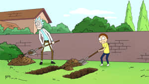 Enjoy A Peaceful Walk In The Woods With Rick And Morty Wallpaper