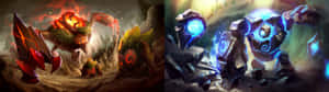 Enjoy League Of Legends In Dual Screen Mode Wallpaper
