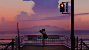 Enjoy The Beauty Of A Magical Anime Sunset Wallpaper