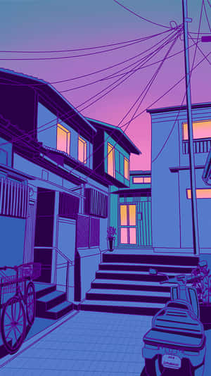 Enjoy The Beauty Of Blooming Flowers During The Soft Pastel Colours Of Purple Japanese Wallpaper