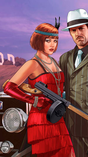 Enjoy The Iconic Game Of Gta V On The Go With Iphone Wallpaper