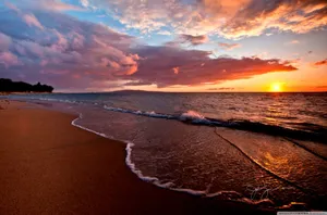 Enjoy The Magnificent Evening View At The Beach Wallpaper