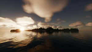 Enjoy The Tranquility And Beauty Of A Minecraft Sunset Wallpaper