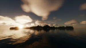 Enjoy The Tranquility And Beauty Of A Minecraft Sunset Wallpaper