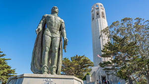 Enjoy The View Of San Francisco From The Base Of Coit Tower Wallpaper