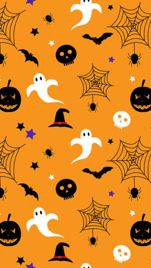 Enjoying The Fun And Fright Of Halloween In Orange Wallpaper