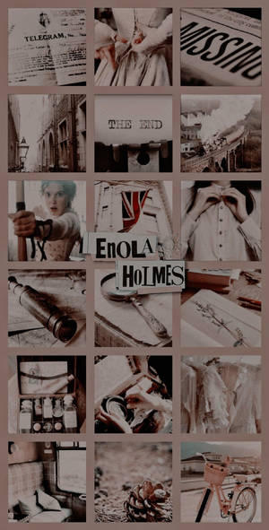 Enola Holmes Brown Aesthetic Collage Wallpaper