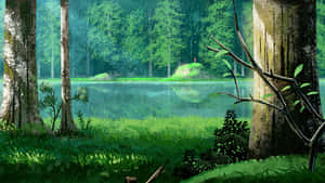Environment Painting River Forest Wallpaper