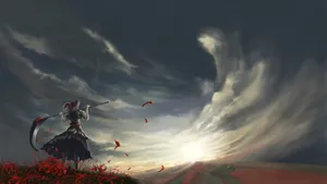 Epic Anime Girl With A Long Scythe Wallpaper