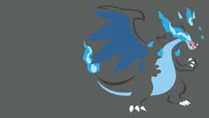 Epic Charizard (mega X) Grey Desktop Wallpaper