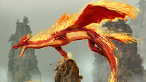 Epic Dragon Emerges From The Storm Wallpaper