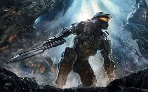 Epic Halo Master Chief Scene On 4k Gaming Phone Wallpaper