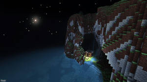 Epic Minecraft Building Hidden In Cave Wallpaper