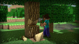 Epic Minecraft Woodcutting Wallpaper