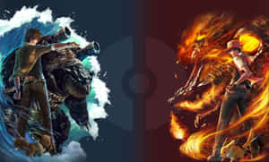 Epic Pokemon Battle Artwork Wallpaper