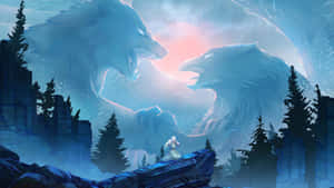 Epic Wolf Couple Howling Wallpaper