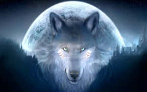 Epic Wolves Full Moon Wallpaper