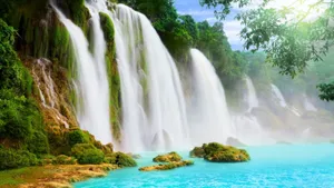 Erawan Falls Thailand Waterfall Desktop Wallpaper