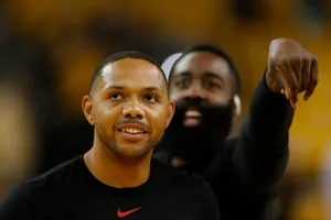 Eric Gordon & James Harden Focus Shot Wallpaper