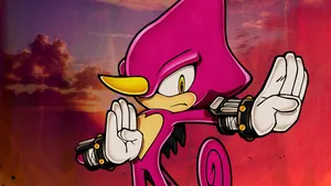 Espio The Chameleon In Action Under A Red Sky Wallpaper