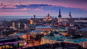 Estonia Colorful City Lights Wallpaper