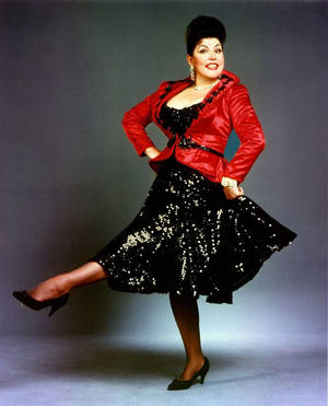 Ethel Merman Dancing In A Black And Red Outfit Wallpaper