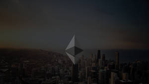 Ethereum Icon With Skyscrapers Wallpaper