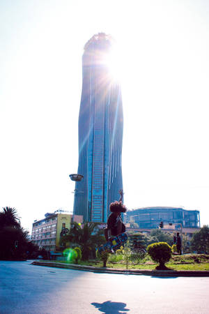 Ethiopia Bank Skyscraper Street View Wallpaper