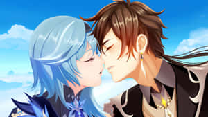 Eula And Zhongli Kissing Wallpaper