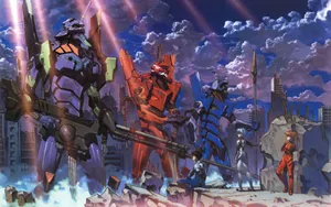 Eva Units Pilots Neon Genesis Evangelion Wallpaper