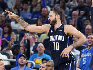 Evan Fournier Finger Point Against Sacramento Kings Wallpaper