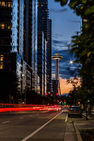 Evening At City Of Seattle Iphone Wallpaper