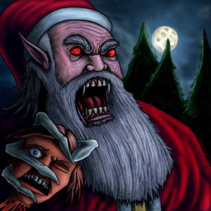 Evil Santa During Full Moon Wallpaper