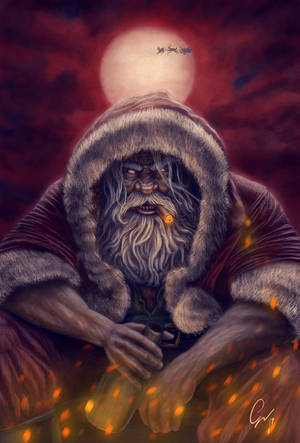 Evil Viking Santa Smoking Wallpaper