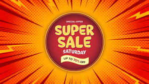 Exciting Super Saturday Sale In Bold Red And Gold Wallpaper