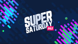 Exciting Super Saturday Sale Over A Dramatic Dark Blue Background Wallpaper