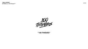 Exclusive Off White Logo On 100 Thieves Background Wallpaper