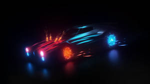 Experience The Excitement Of Rocket League With Neon Art Cars Wallpaper