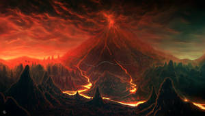 Exploding Red Mountain Wallpaper