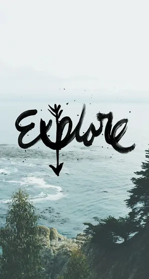 Explore - A Black And White Photo Of A Tree And Ocean Wallpaper