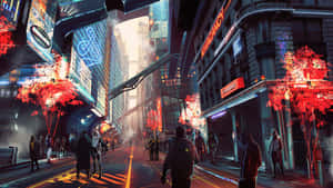 Explore The Cyberpunk-inspired Cityscape Wallpaper