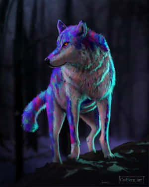 Explore The World As A Mysterious Rainbow Wolf Wallpaper