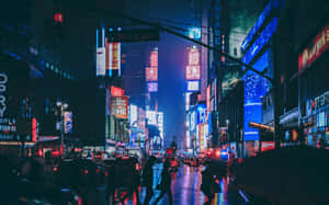Exploring The Neon City – An Aesthetic Adventure Wallpaper