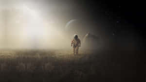 Exploring The Universe - An Astronaut In Outer Space Wallpaper