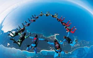 Extreme Sports Skydiving Group Wallpaper