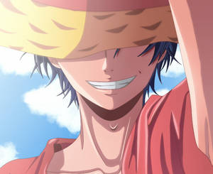 Eyes Covered Luffy Smile Wallpaper