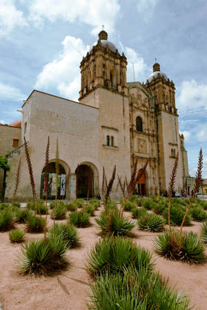 Façade Of The Santo Domingo De Guzman Church In Oaxaca Wallpaper