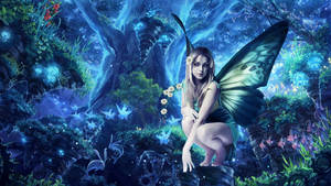 Fairy Grunge Glowing Blue Forest Wallpaper