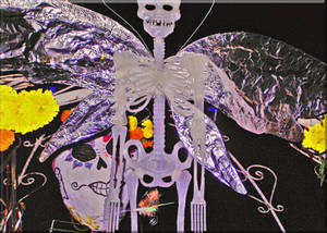 Fairy Grunge Skeleton Foil Wings Wallpaper