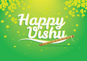 Falling Kanikonna Flowers Green Happy Vishu Wallpaper